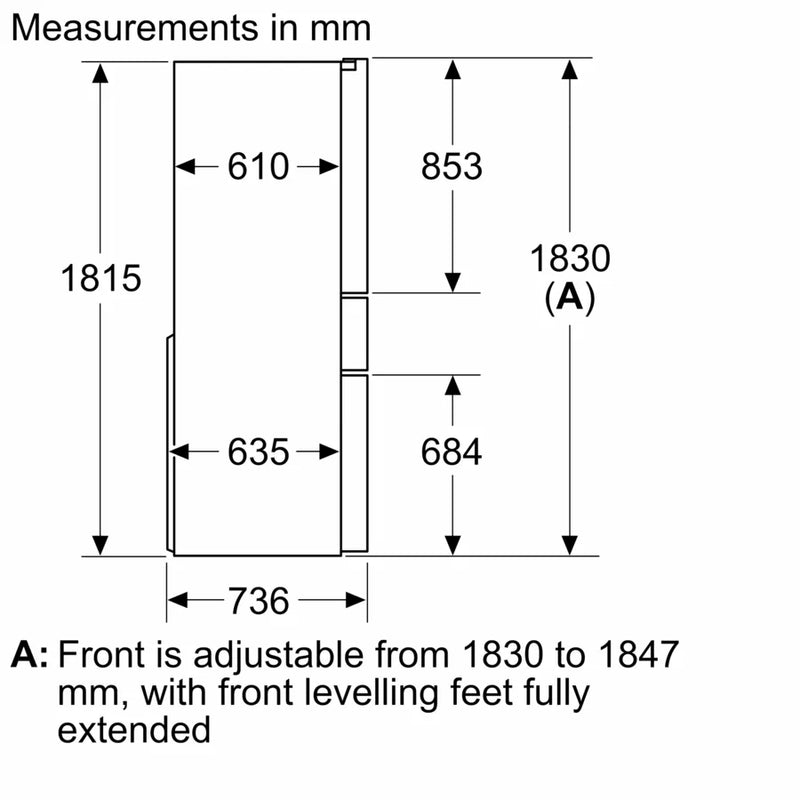 Siemens iQ 700 KF96RSBEA, French Door Bottom Mount Refrigerator, Glass door