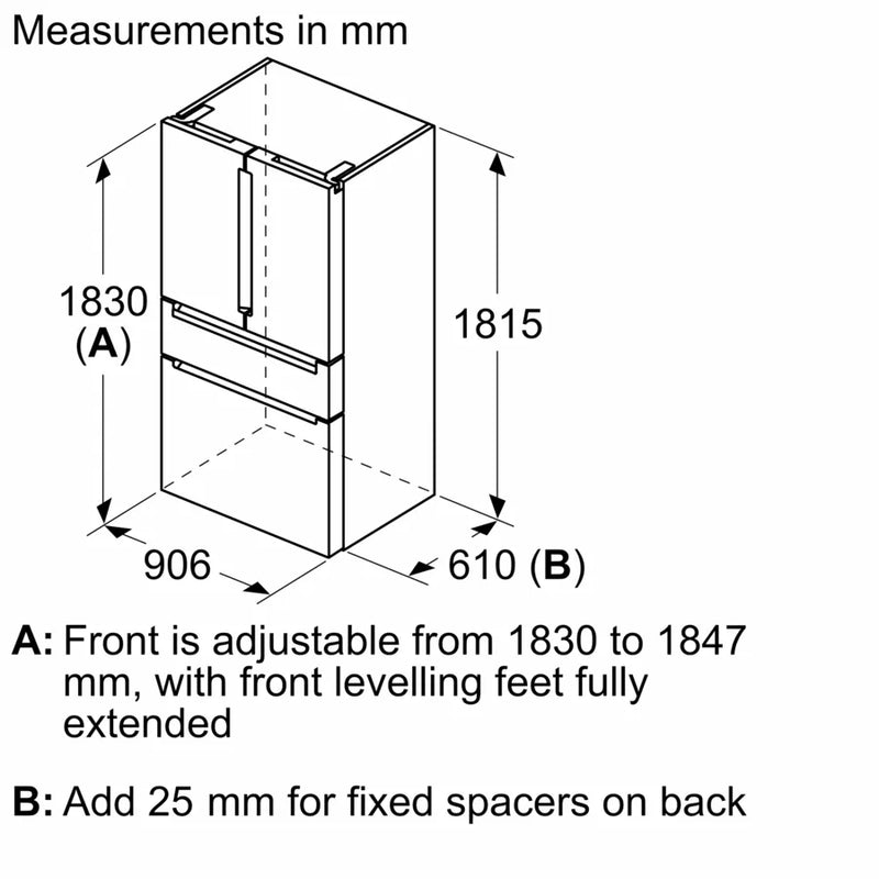 Siemens iQ 700 KF96RSBEA, French Door Bottom Mount Refrigerator, Glass door