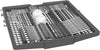 Gray dish rack with cutlery and plates on a white background Thumbnail