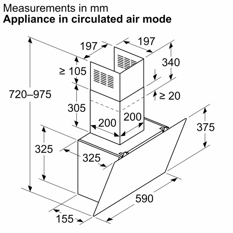 Bosch Series 2 DWK65DK60B, Wall-mounted cooker hood