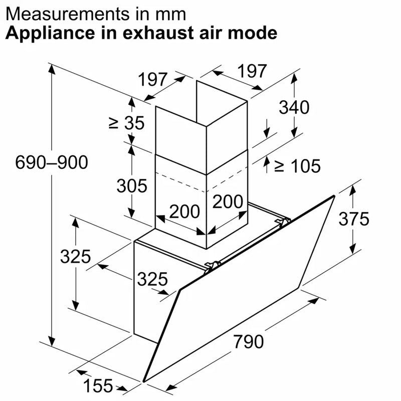 Bosch Series 2 DWK85DK60B, Wall-mounted cooker hood