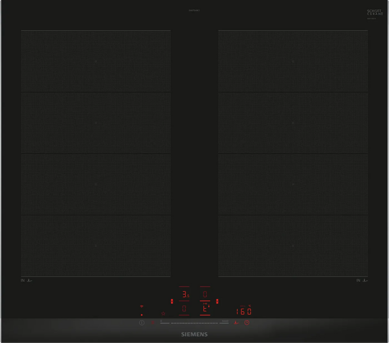 Siemens black induction cooktop with digital display