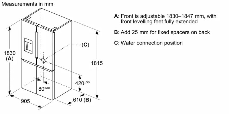 Bosch Series 6 KFD96APEA, French door bottom freezer, multi door
