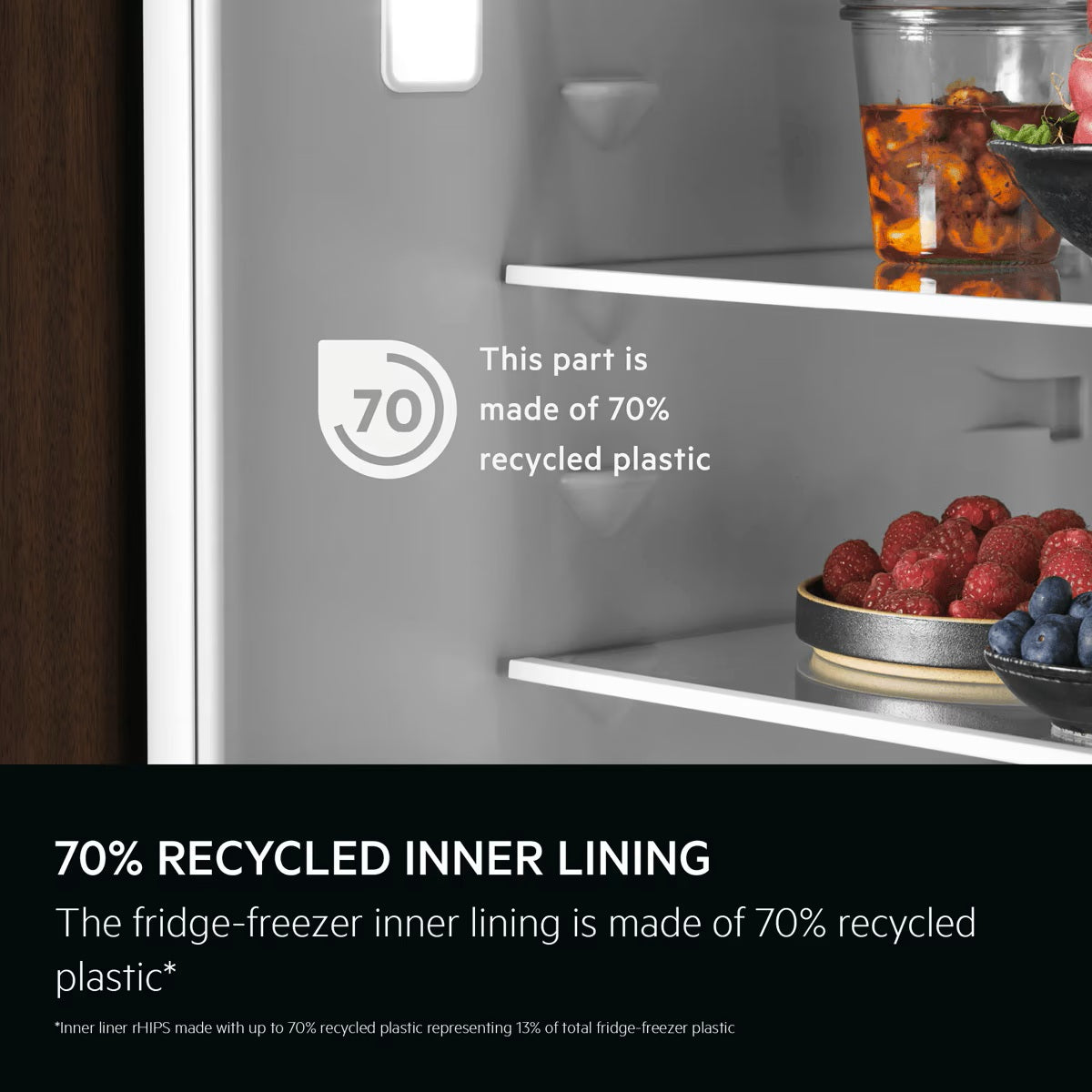 New-era innovation. Unique fridge-freezer with recycled plastic