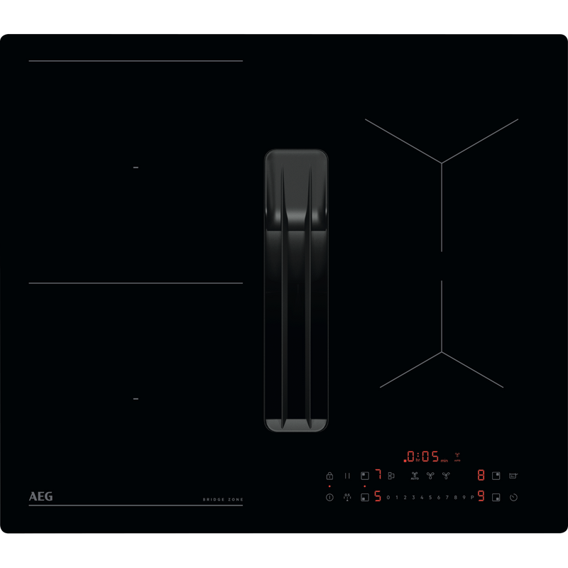 AEG TT64CB00CB 60cm Induction Hob with Integrated Extractor - Black
