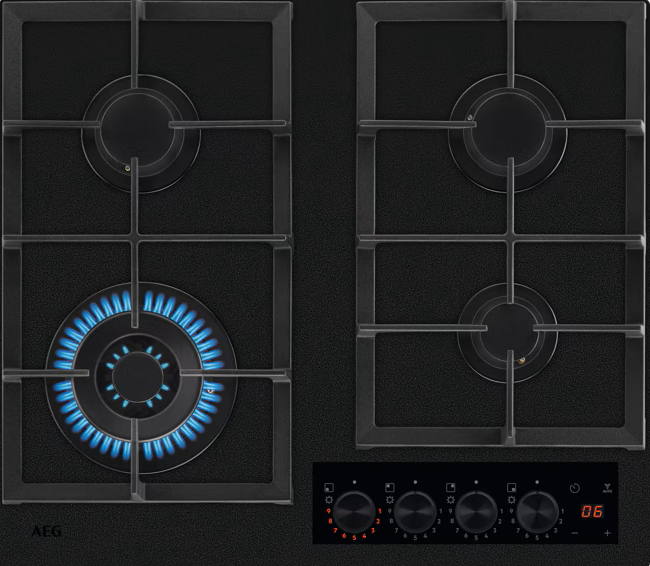 AEG HKB64341NL 60cm Gas on Glass Hob - Black Glass