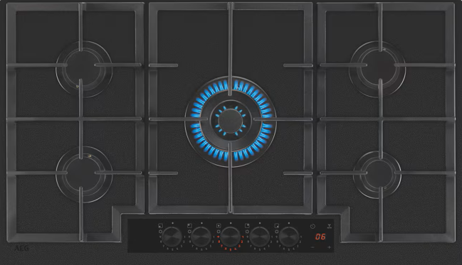 AEG HKB95341NL 90cm Gas on Glass Hob - Matt Black