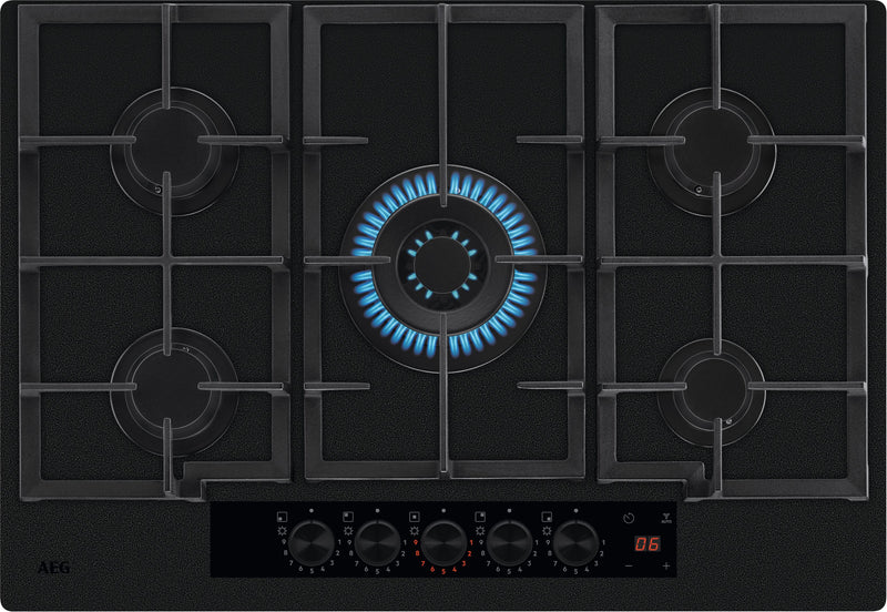 AEG HKB75341NL 75cm Gas on Glass Hob - Black Glass