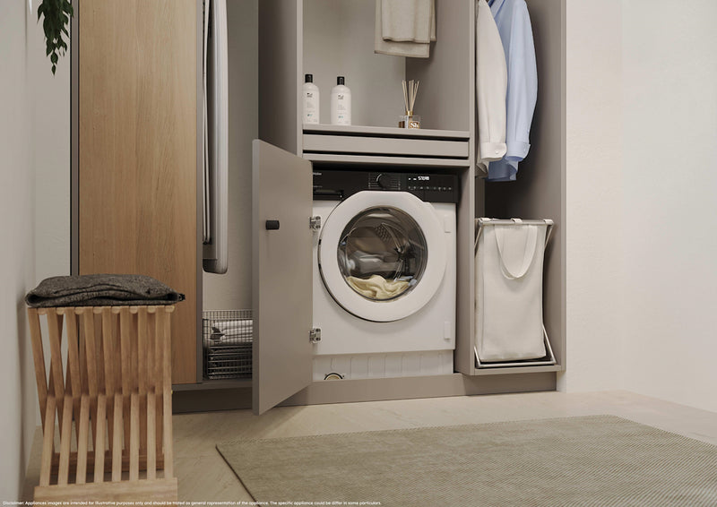 Haier BHA6S696M6D9-80 9/6kg Integrated Washer Dryer with A-30%/D Energy Rating  - White with Black Bezel