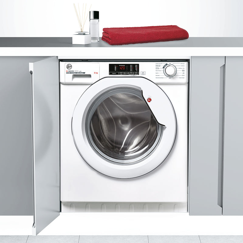 Hoover HBWS 48D1W4-80 8kg Integrated Washing Machine with B Energy Rating - White
