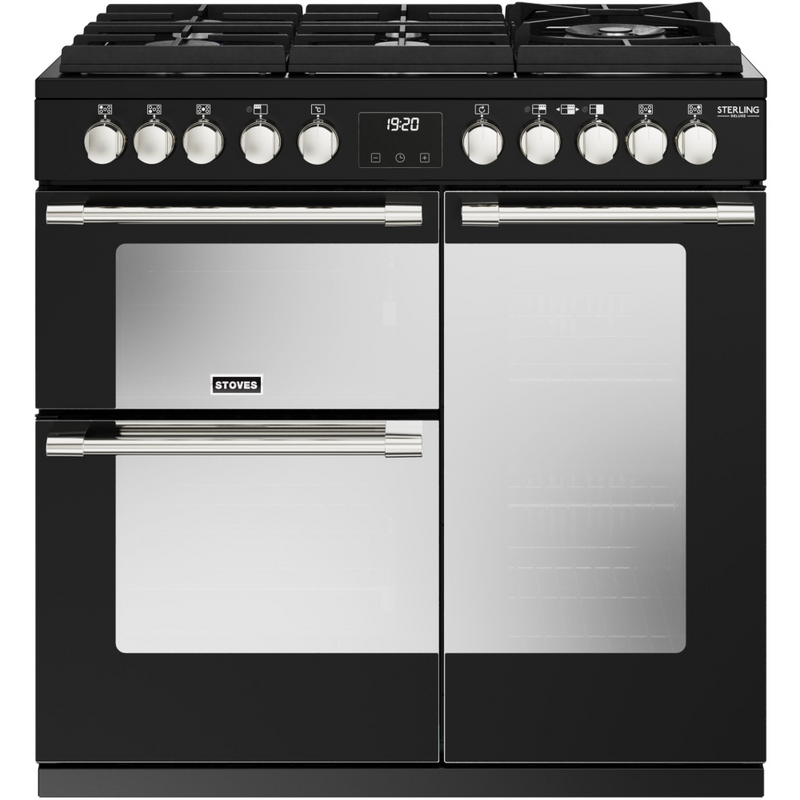 Stoves Sterling Deluxe ST DX STER D900DF GTG BK 90cm Dual Fuel GTG Range Cooker (Discontinued)