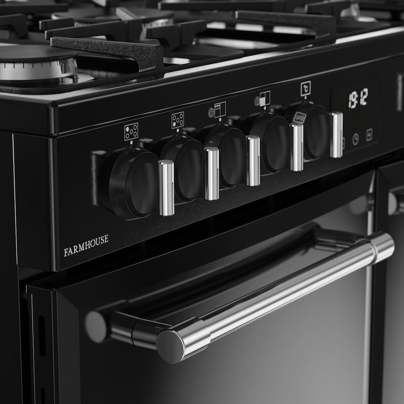 Belling RCA FARMHOUSE 90DF 90cm Dual Fuel Range Cooker - Black