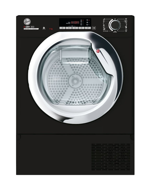 Hoover BATDH7A1TCEB-80 H-DRY 300 PRO Integrated 7kg Heat Pump Tumble Dryer - A+ Energy Rated - Black & Chrome (Discontinued)