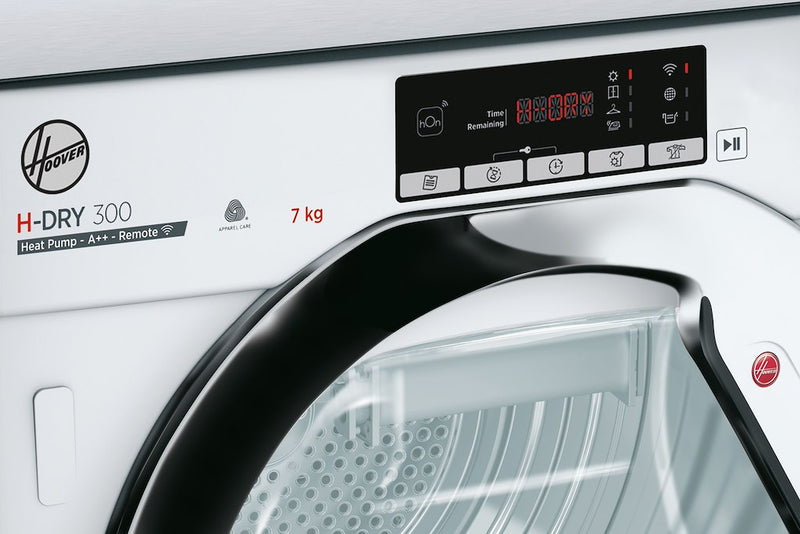 Hoover BATD H7A2TCE-80 H-DRY 300 PRO Integrated 7kg Heat Pump Tumble Dryer - A++ Energy Rated - White & Chrome (Discontinued)
