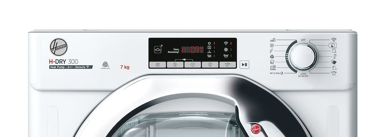 Hoover BATD H7A2TCE-80 H-DRY 300 PRO Integrated 7kg Heat Pump Tumble Dryer - A++ Energy Rated - White & Chrome (Discontinued)