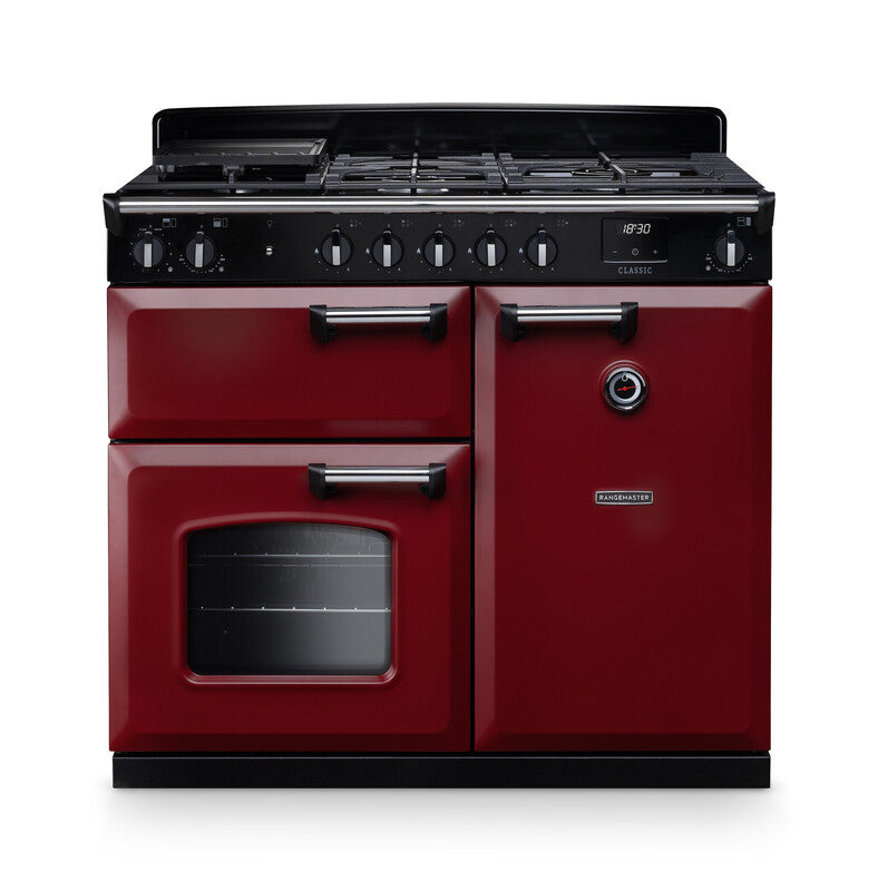 Rangemaster CL100DFPBOR/CM1 Classic 100 Dual Fuel Range Cooker - Bordeaux - A Rated