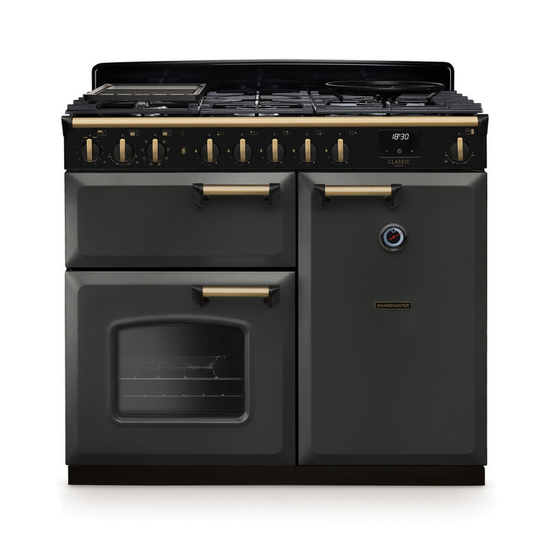 Rangemaster CLDL100DFPSLT/AB1 Classic Deluxe 100 Dual Fuel Range Cooker - Slate - A Rated