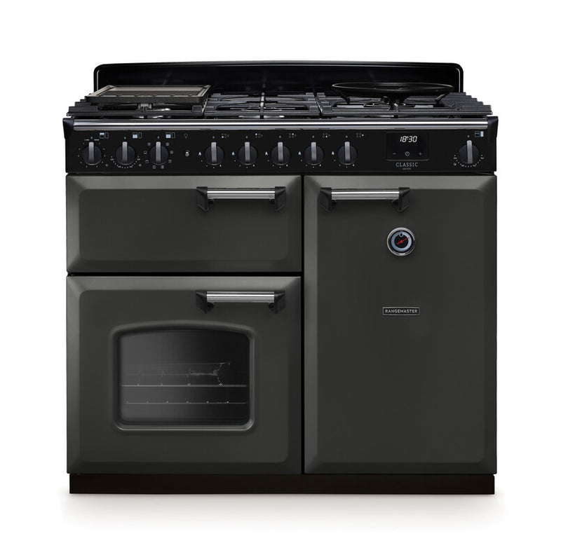 Rangemaster CLDL100DFPSLT/CM1 Classic Deluxe 100 Dual Fuel Range Cooker - Slate - A Rated