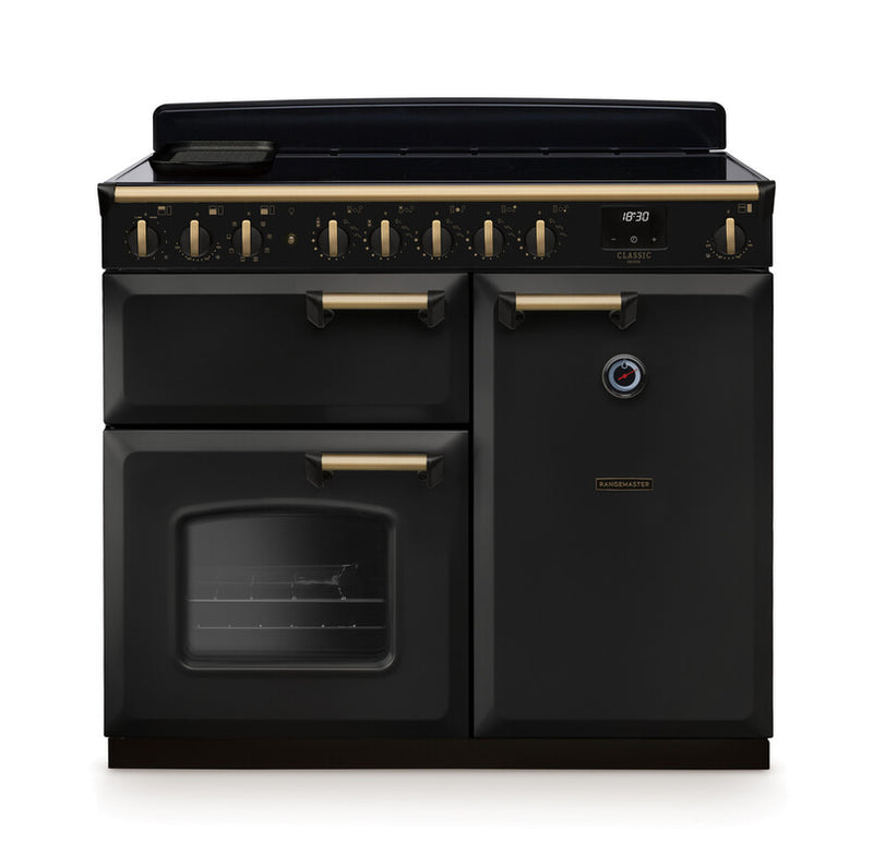 Rangemaster CLDL100EIPCBL/AB1 Classic Deluxe 100 Induction Range Cooker - Charcoal Black - A Rated
