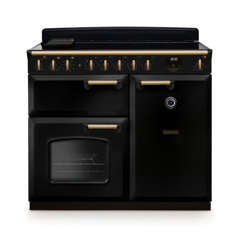 Rangemaster CLDL100EIPGBL/AB1 Classic Deluxe 100 Induction Range Cooker - Gloss Black - A Rated