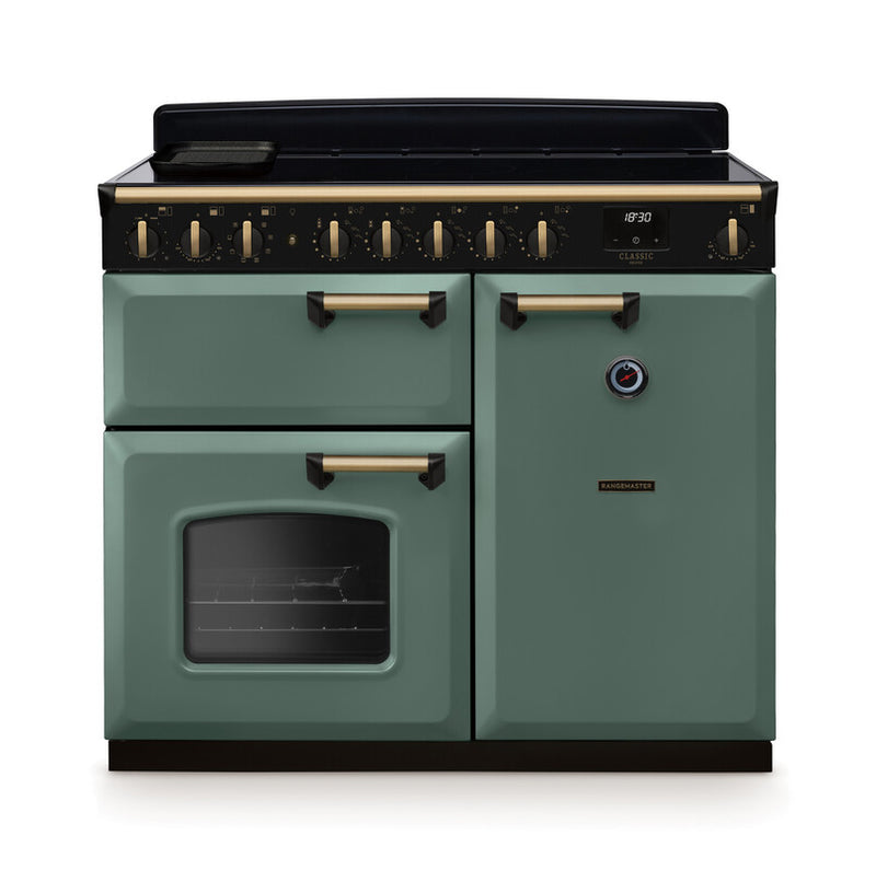 Rangemaster CLDL100EIPMGR/AB1 Classic Deluxe 100 Induction Range Cooker - Mineral Green - A Rated