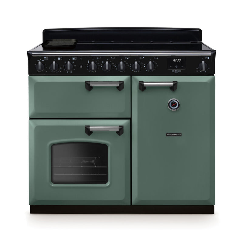 Rangemaster CLDL100EIPMGR/CM1 Classic Deluxe 100 Induction Range Cooker - Mineral Green - A Rated