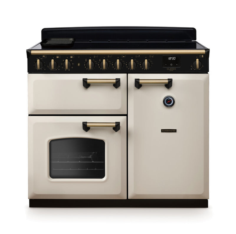Rangemaster CLDL100EIPPCR/AB1 Classic Deluxe 100 Induction Range Cooker - Pale Cream - A Rated