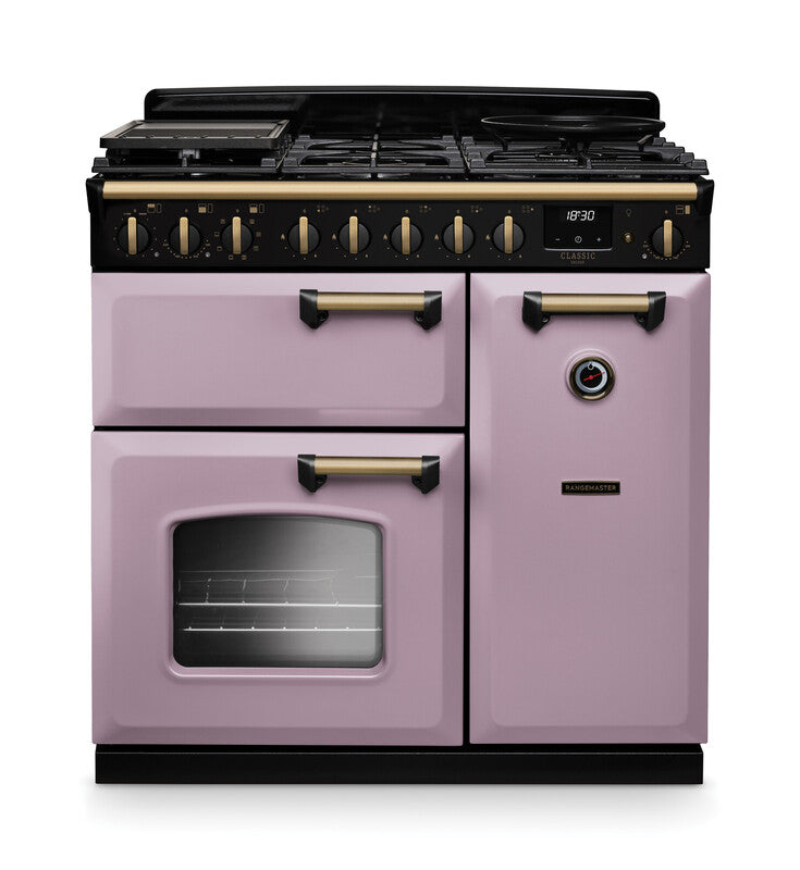 Rangemaster CLDL90DFPHTH/AB1 Classic Deluxe 90 Dual Fuel Range Cooker - Heather - A Rated