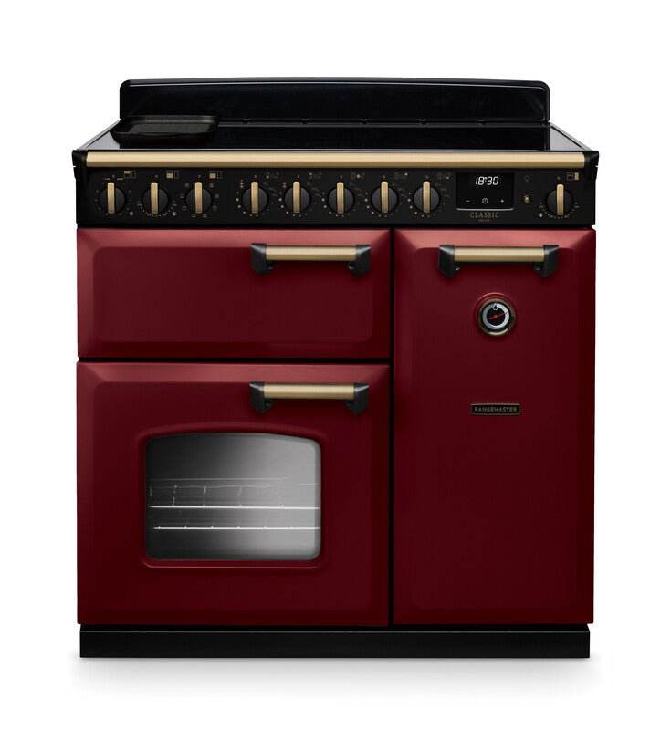 Rangemaster CLDL90EIPBOR/AB1 Classic Deluxe 90 Induction Range Cooker - Bordeaux - A Rated