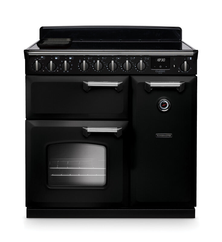 Rangemaster CLDL90EIPCBL/CM1 Classic Deluxe 90 Induction Range Cooker - Charcoal Black - A Rated