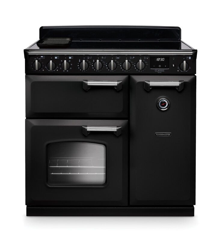 Rangemaster CLDL90EIPGBL/CM1 Classic Deluxe 90 Induction Range Cooker - Gloss Black - A Rated