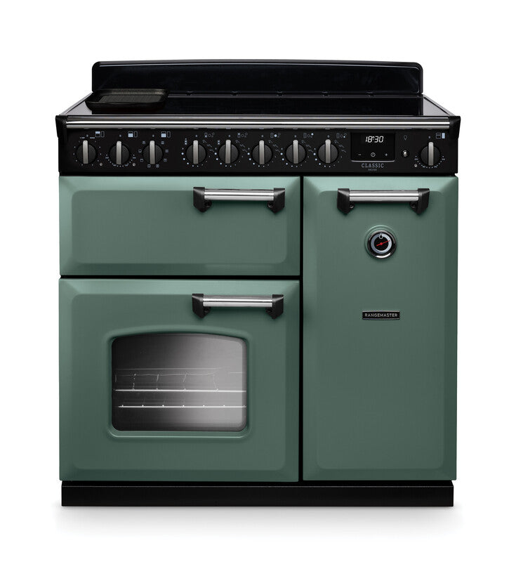 Rangemaster CLDL90EIPMGR/CM1 Classic Deluxe 90 Induction Range Cooker - Mineral Green - A Rated