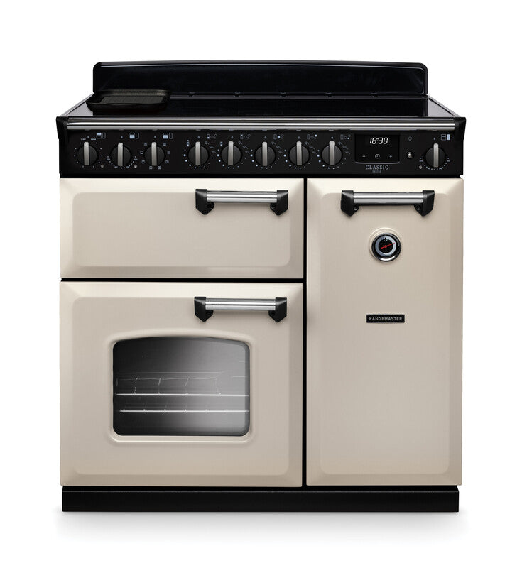 Rangemaster CLDL90EIPPCR/CM1 Classic Deluxe 90 Induction Range Cooker - Pale Cream - A Rated