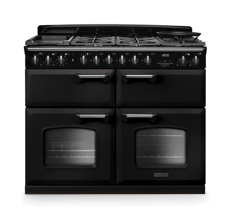Rangemaster CLDLB110DFPCBL/CM1 Classic Deluxe 110 Dual Fuel Range Cooker - Charcoal Black - A Rated