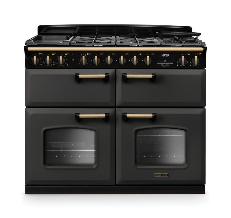 Rangemaster CLDLB110DFPSLT/AB1 Classic Deluxe 110 Dual Fuel Range Cooker - Slate - A Rated