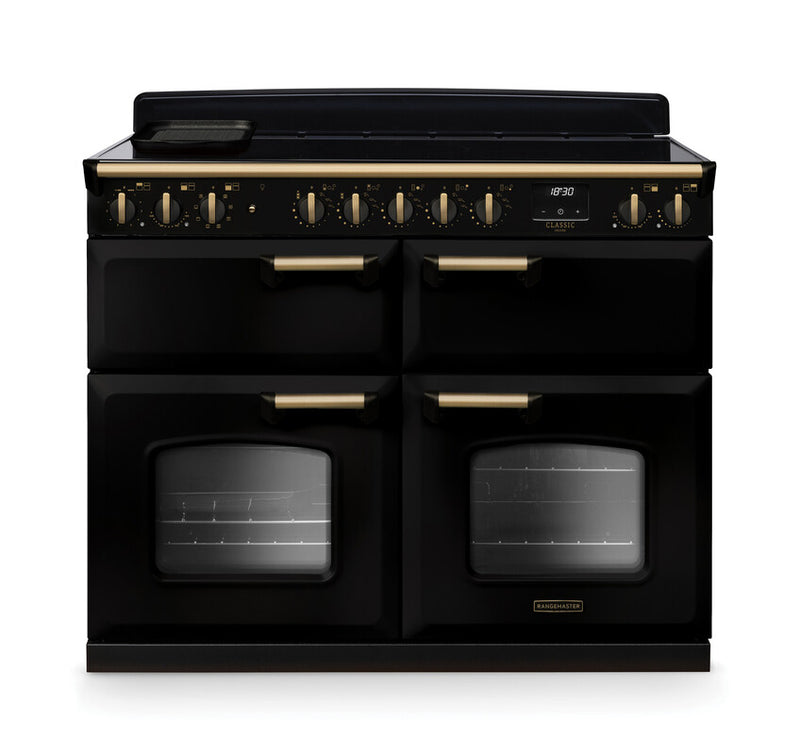 Rangemaster CLDLB110EIPGBL/AB1 Classic Deluxe 110 Induction Range Cooker - Gloss Black - A Rated