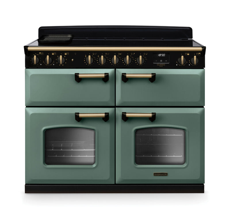Rangemaster CLDLB110EIPMGR/AB1 Classic Deluxe 110 Induction Range Cooker - Mineral Green - A Rated