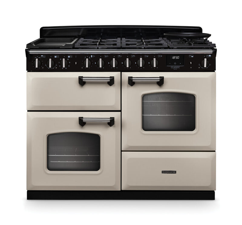 Rangemaster CLDLO110DFPPCR/CM1 Classic Deluxe 110 Dual Fuel Range Cooker - Pale Cream - A Rated