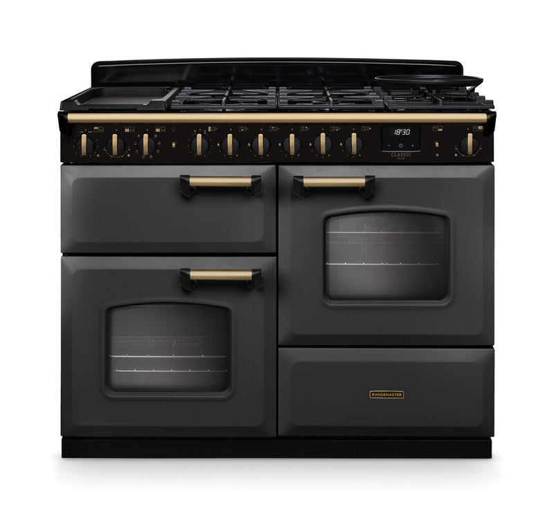 Rangemaster CLDLO110DFPSLT/AB1 Classic Deluxe 110 Dual Fuel Range Cooker - Slate - A Rated