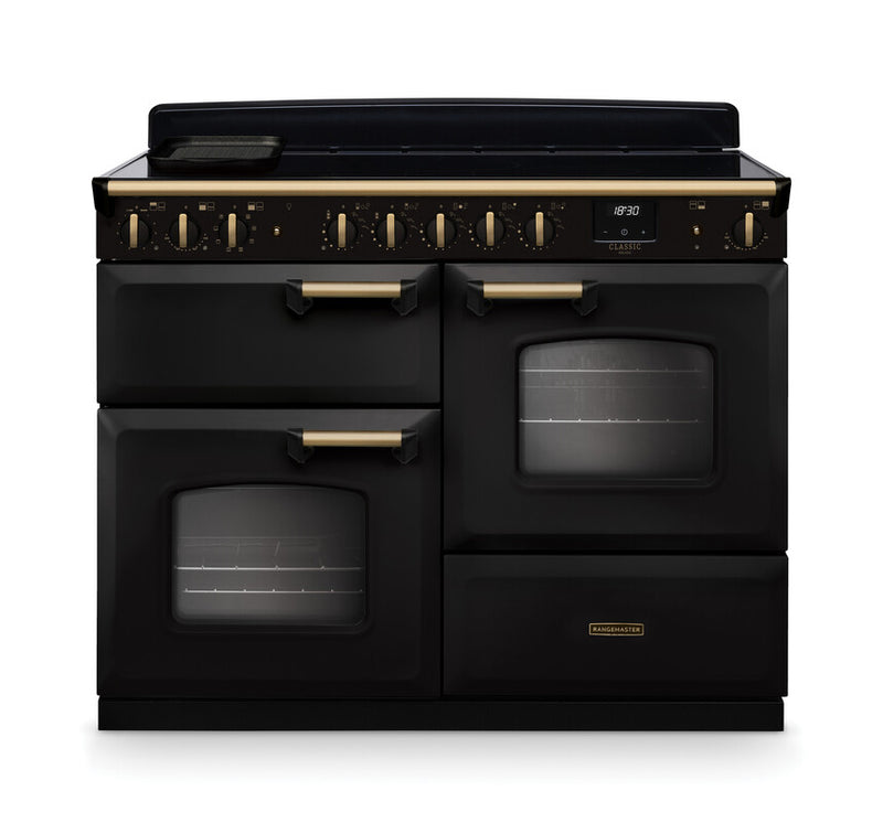 Rangemaster CLDLO110EIPCBL/AB1 Classic Deluxe 110 Induction Range Cooker - Charcoal Black - A Rated