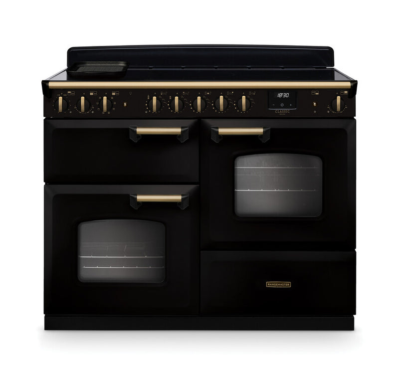 Rangemaster CLDLO110EIPGBL/AB1 Classic Deluxe 110 Induction Range Cooker - Gloss Black - A Rated