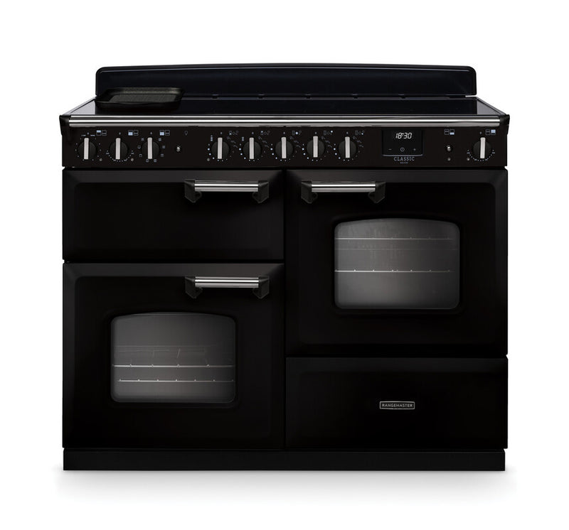 Rangemaster CLDLO110EIPGBL/CM1 Classic Deluxe 110 Induction Range Cooker - Gloss Black - A Rated