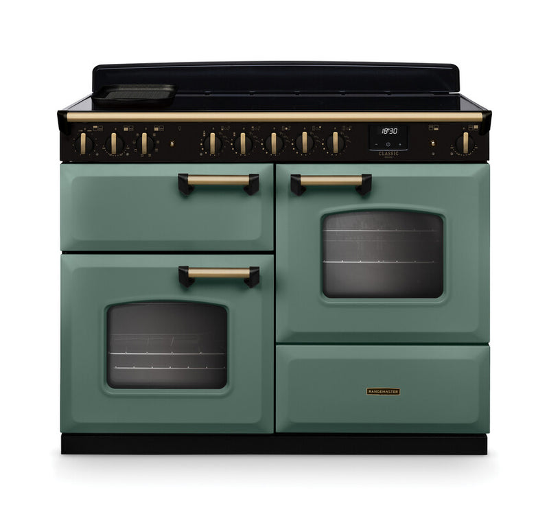 Rangemaster CLDLO110EIPMGR/AB1 Classic Deluxe 110 Induction Range Cooker - Mineral Green - A Rated