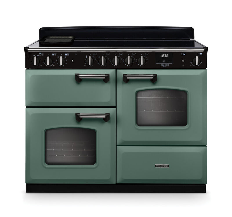 Rangemaster CLDLO110EIPMGR/CM1 Classic Deluxe 110 Induction Range Cooker - Mineral Green - A Rated