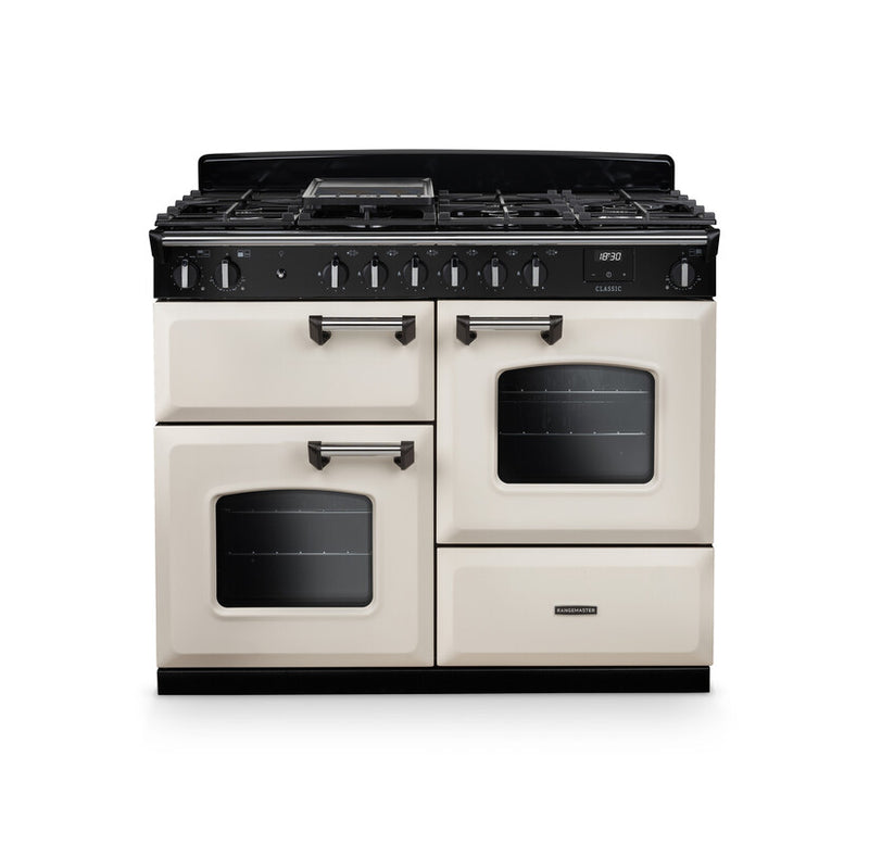 Rangemaster CLO110DFPPCR/CM1 Classic 110 Dual Fuel Range Cooker - Pale Cream - A Rated