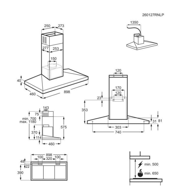 AEG DKB4951M 90cm Chimney Cooker Hood - Stainless Steel