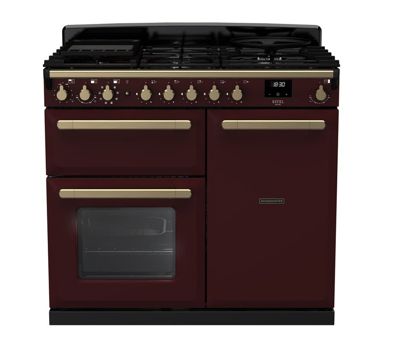 Rangemaster ESDL100DFPBOR/AB1 Estel Deluxe 100 Dual Fuel Range Cooker - Bordeaux - A Rated