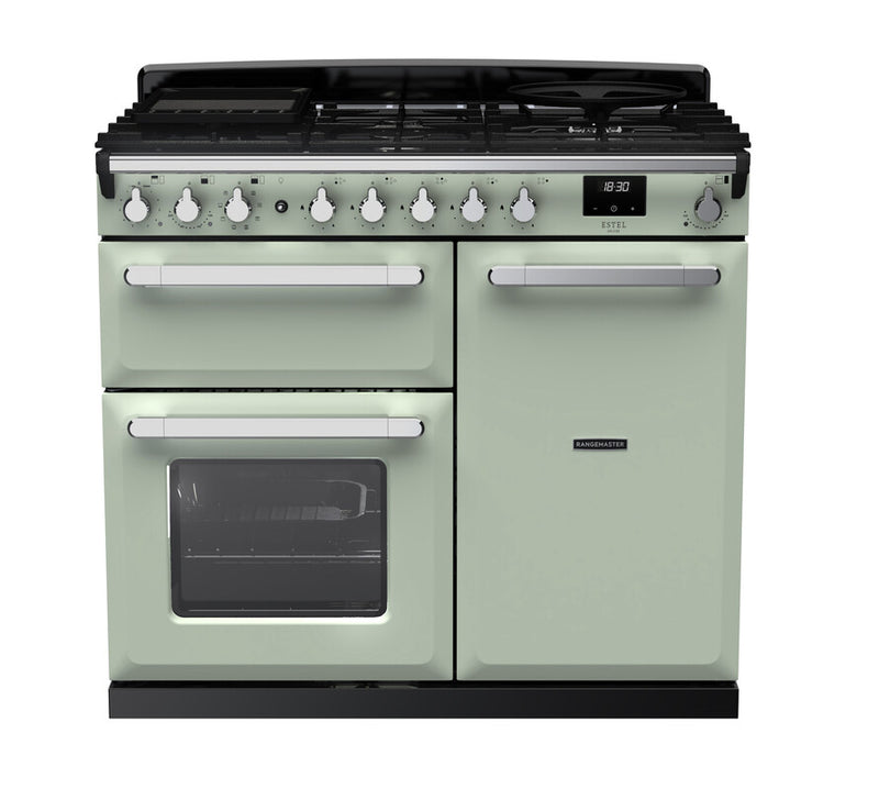 Rangemaster ESDL100DFPMNT/CM1 Estel Deluxe 100 Dual Fuel Range Cooker - Mint - A Rated
