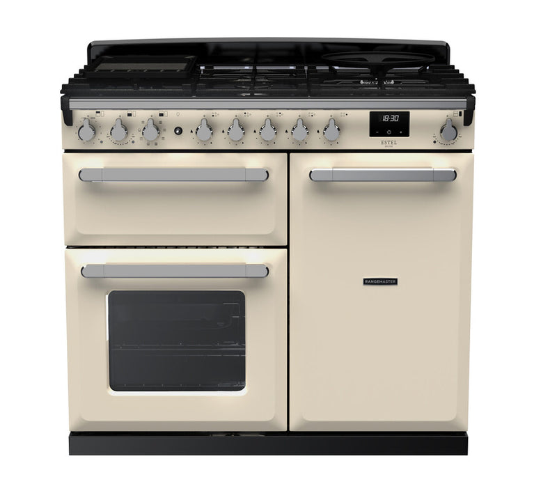 Rangemaster ESDL100DFPPCR/CM1 Estel Deluxe 100 Dual Fuel Range Cooker - Pale Cream - A Rated