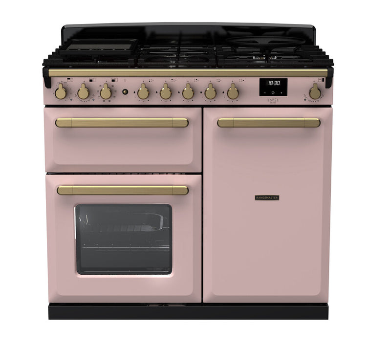 Rangemaster ESDL100DFPPPK/AB1 Estel Deluxe 100 Dual Fuel Range Cooker - Pale Pink - A Rated